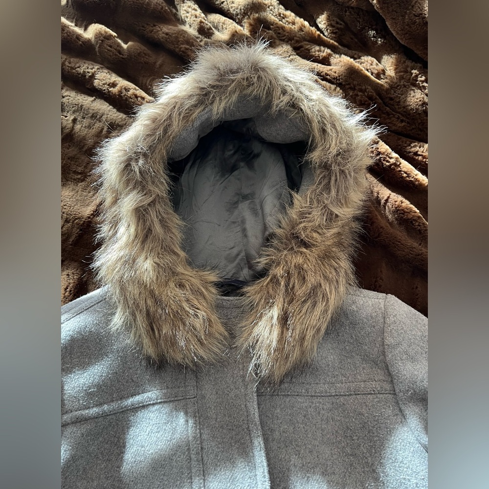 J. Crew Women's Gray Pea Coat with Hood - Picture 11 of 12